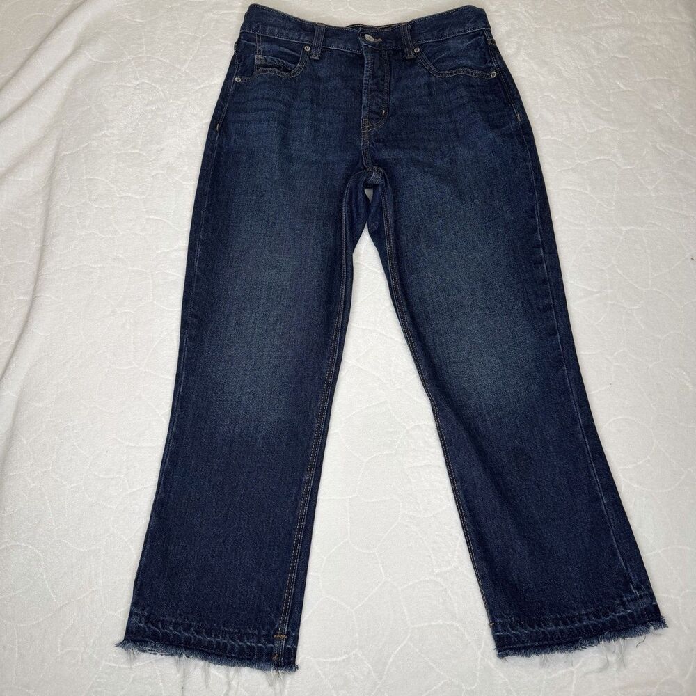 Old Navy 4 High Rise Slouchy Straight Dark Wash 100%‎ Cotton Jeans Button Fly